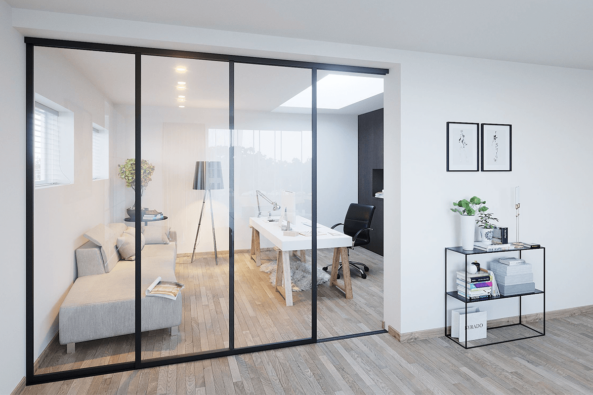 divisória de vidro piso teto casa